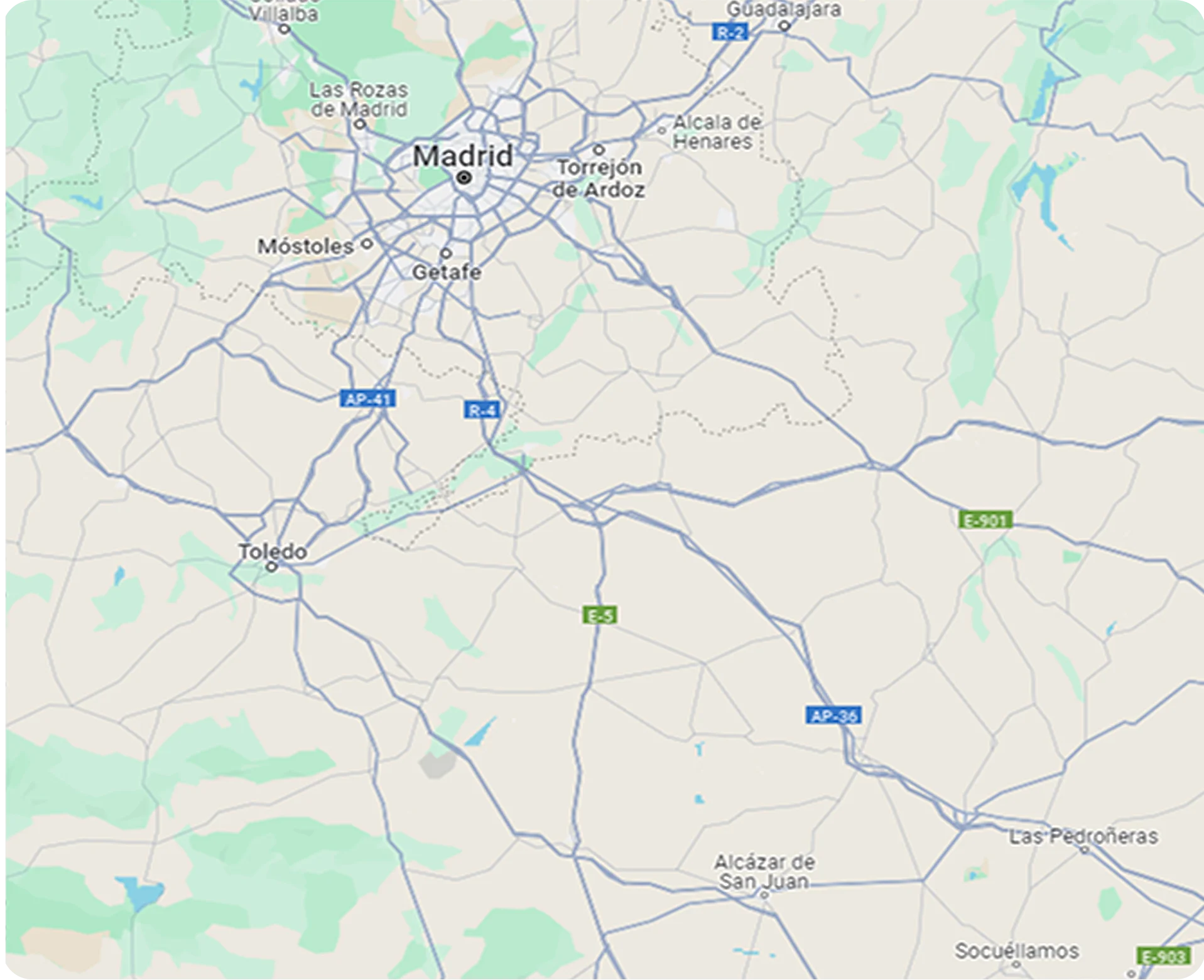 Map showing transit in Madrid